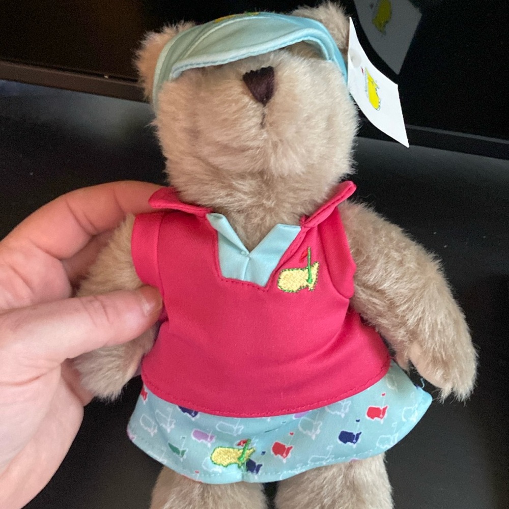 NWT Masters teddy bear. Year 2020 on bottom foot. Masters on the other.